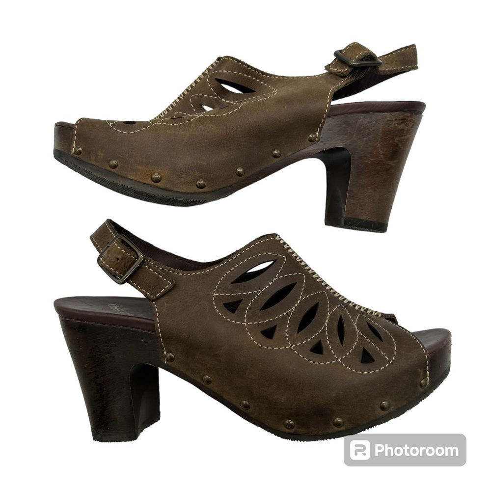 Dansko Sandals Womens 40 US 9.5 Rowena Clogs Heels  Brown Leather Slingback